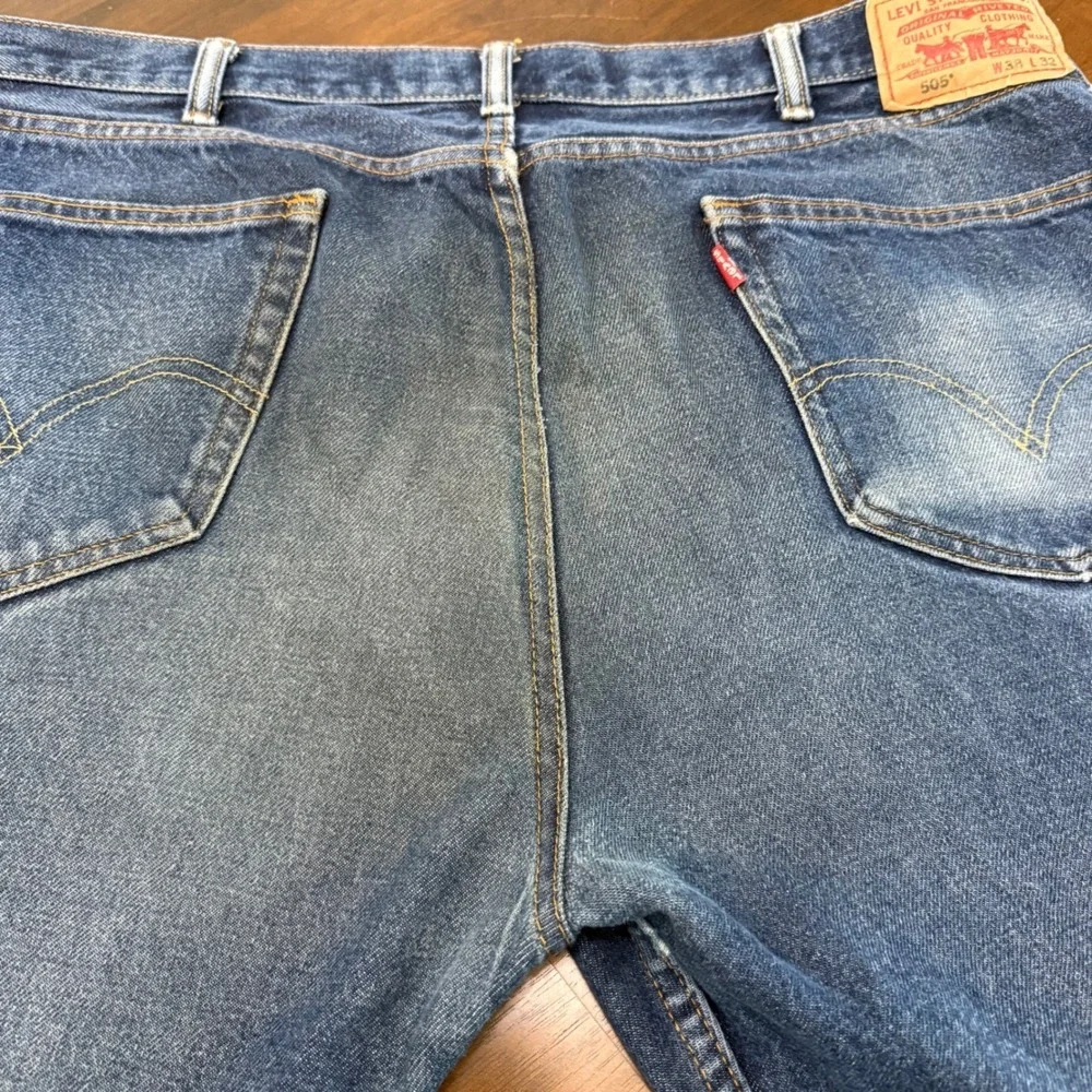Levis 505 Straight Fit Mens Jeans 38x32 (42x32) Blue Denim 00505-0216